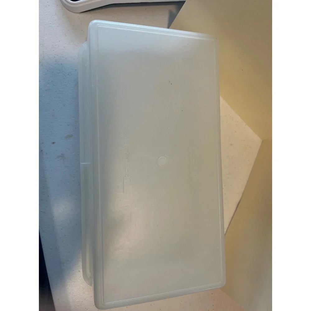 Vintage Tupperware 677 Rectangular Storage Container with Lid Frosted Clear